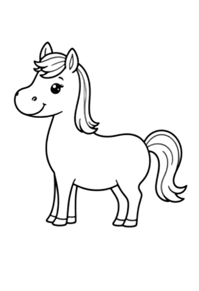 Målarbild med en häst sedd från sidan