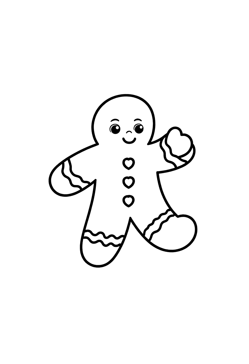 Målarbild med pepparkaksgubbe och pepparkaksgris