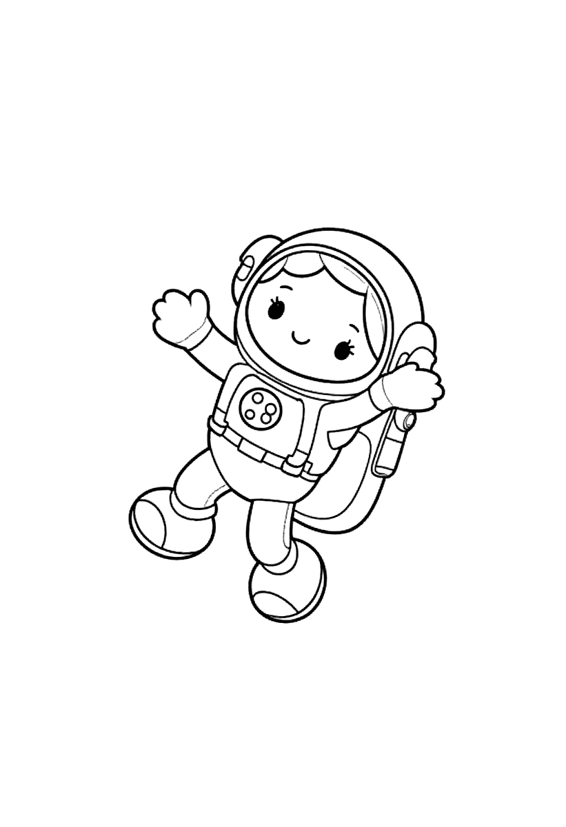Målarbild med en astronaut som svävar i rymden