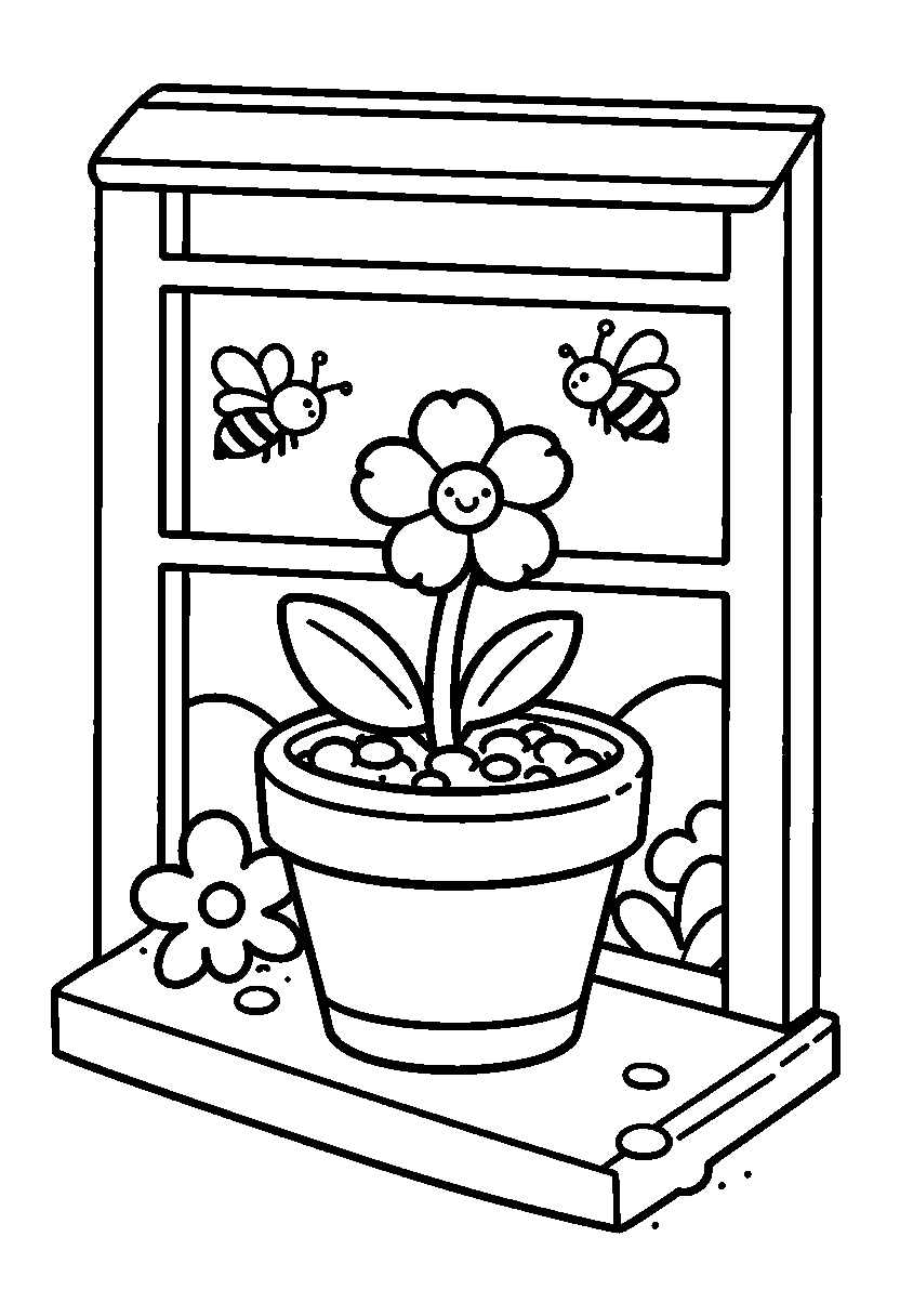 Målarbild med en blomma som växer från ett frö